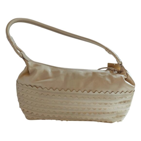 NWT Sigrid Olsen Shoulder Bag Wavy Leather Off White / Stone / Cream - Picture 1 of 9